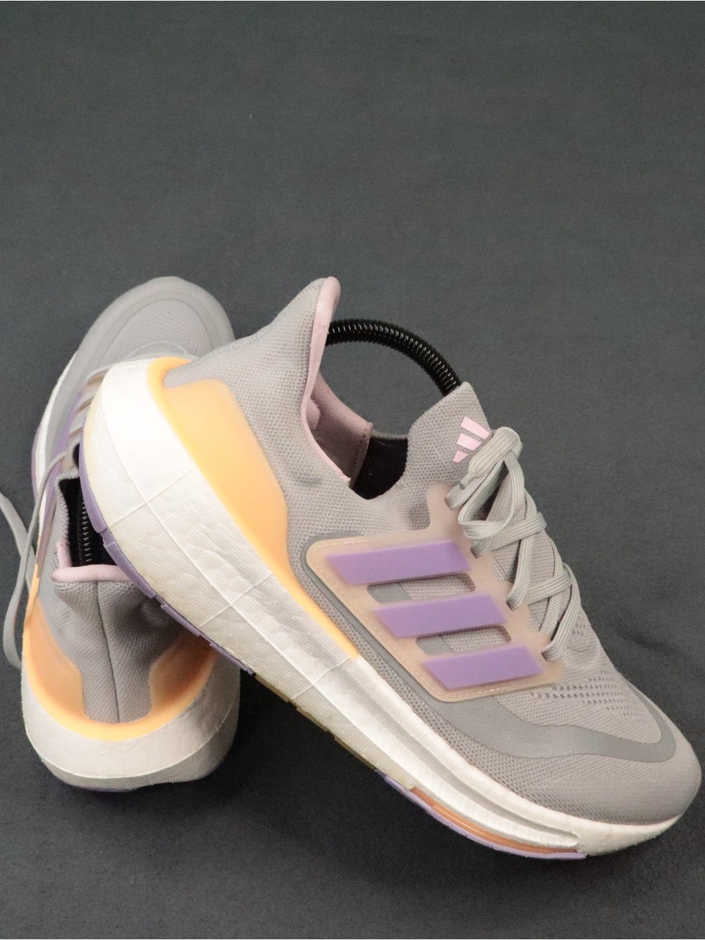 adidas Women's Athletic Sneakers in Gray with Lavender and Peach Accents